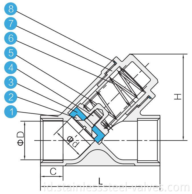 stainless steel Y type check valve